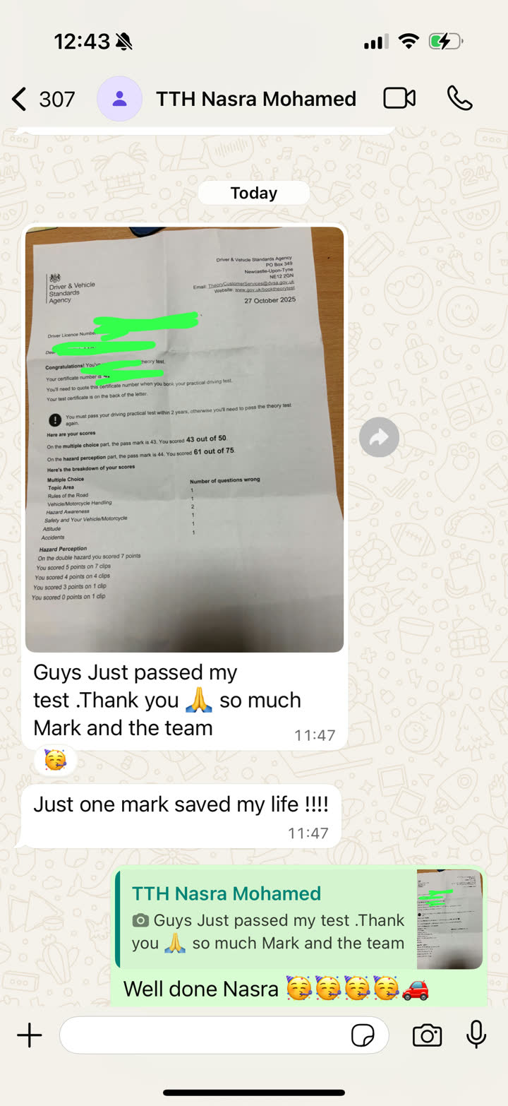 Theory Connect learner success message 3