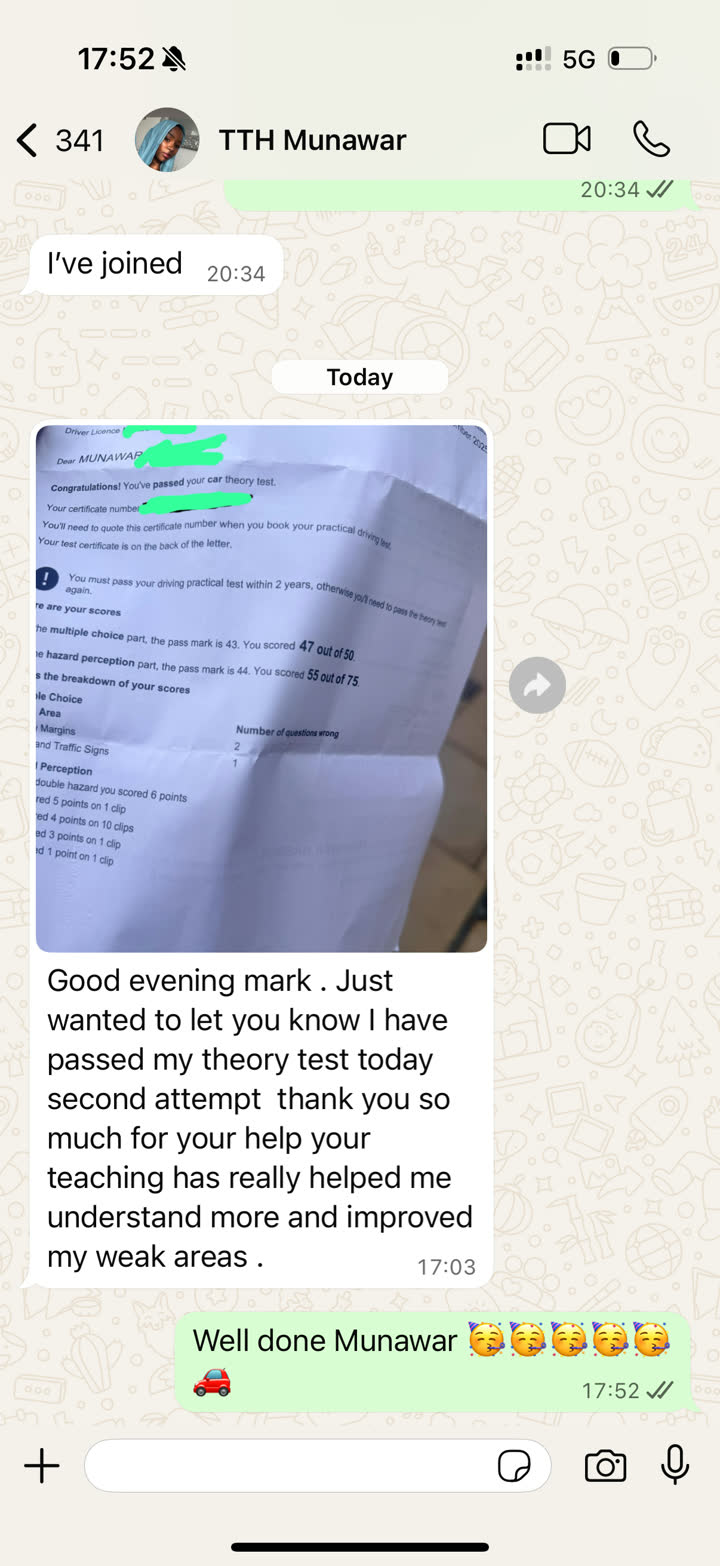 Theory Connect learner success message 5